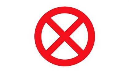 Bold red circular prohibition symbol on a plain white background