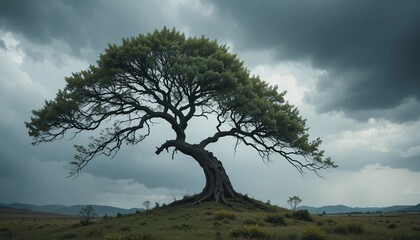 Mighty Oak Tree on a Hill