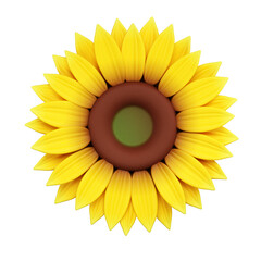 3D Cartoon Sunflower Isolated on Transparent Background PNG