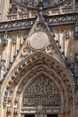 Decorative portal of medieval St. Vitus Cathedral, located on Hradcany district, Prague, Czech Republic