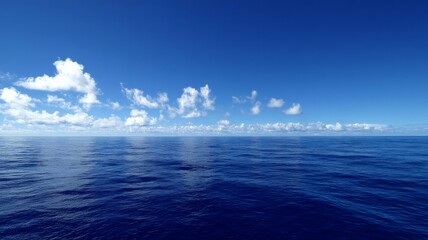 Fototapeta premium Expansive ocean beneath bright clouds. AI image