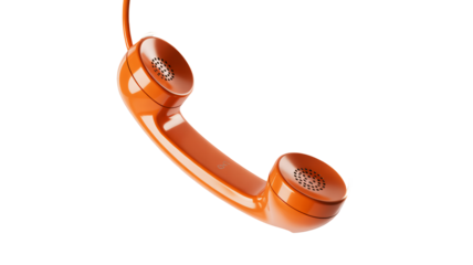 Retro orange telephone handset communication concept, vintage technology, vibrant and stylish