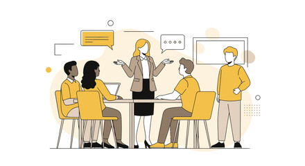 Team Brainstorm During A Presentation Illustrating Communication And Collaboration in a Company