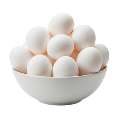 Fresh Farm Eggs Stacked High in White Bowl Healthy Food Breakfast Cooking Ingredient Baking on transparent background