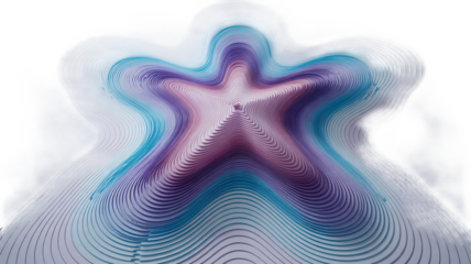 Stunning abstract starburst design with vibrant layered waves in purple and blue gradients