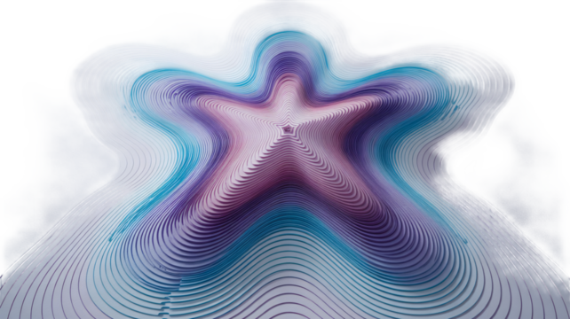 Stunning abstract starburst design with vibrant layered waves in purple and blue gradients - Powered by Adobe
