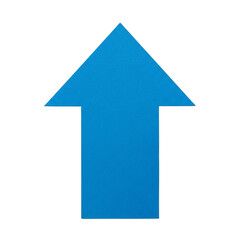 Bold Azure Arrow Pointing Skyward Guiding Path Directional Sign Upward Movement Choice on transparent background