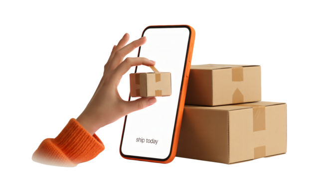 Effortlessly ship packages today with a simple tap using your mobile device and cardboard boxes