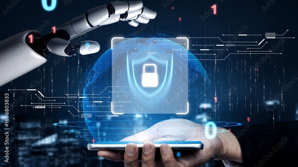 Poster Cyber security protection and cyber security strategies against cyber threats, system hacks, digital breaches, network attacks, and safeguarding data with strong cyber security infrastructure. Muxer