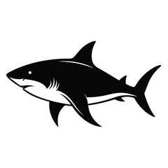 Fototapeta premium Black and White Vector Art of a Shark with Detailed Fins animal
