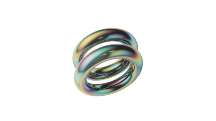 Fototapeta premium Intertwined holographic torus shapes reflecting iridescent light, modern abstract design element