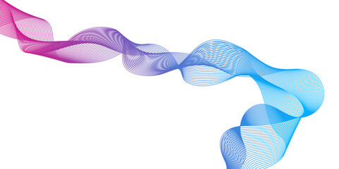 three-dimensional ribbon or a series of sine waves moving horizontally, Abstract digital illustration featuring a flowing wave in parallel lines, The lines are colored in a subtle gradient.
