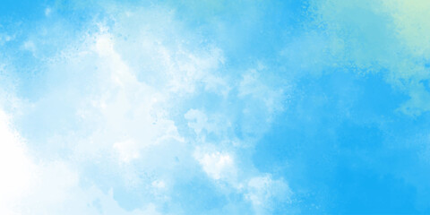 Bright painted sky-blue watercolor background, Abstract blue sky with clouds, Watercolor illustration art abstract blue color sky blue texture, weather and beautiful nature in the morning of sky.