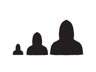 Cyber Security in flat silhouette. in silhouette image white background.