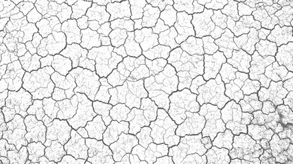 Cracked Earth Texture Background, Abstract Dry Ground Pattern, Monochrome Grungy Distressed Surface
