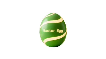 Vibrant green Easter egg with glowing swirl pattern and "Easter Egg" text, perfect for spring celebrations.