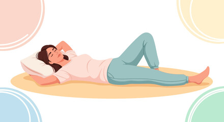 Woman Resting Comfortably While Reclining, Relaxing, And Enjoying Tranquility In A Peaceful