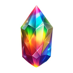 Faceted rainbow crystal on transparent background isolated on a transparent background