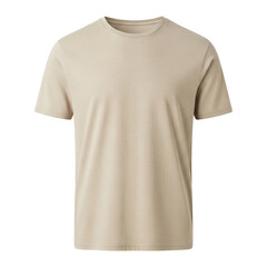 Blank beige crewneck t-shirt for apparel mockup