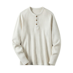 Off-white long sleeve waffle knit henley shirt