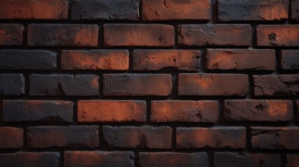 Obraz premium Red brick wall pattern with shadowed contrast. AI image