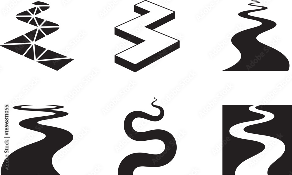 Poster abstract road icon set vector illustration path symbol isolated on transparent view
