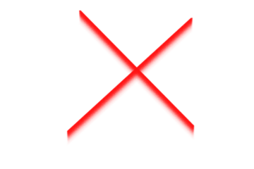 Red glowing cross mark symbol