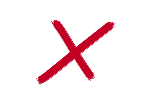Red brush stroke X mark symbol for cancel, error, wrong, close, reject sign, design element transparent PNG