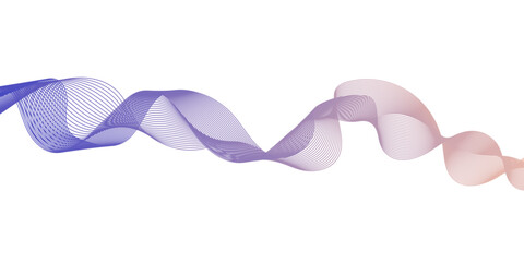 The lines are colored in a subtle gradient, a three-dimensional ribbon or a series of sine waves moving horizontally, Abstract digital illustration featuring a flowing wave in parallel lines.