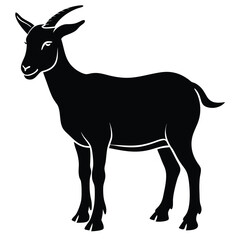 Obraz premium Black silhouette of a goat standing on a white background animal
