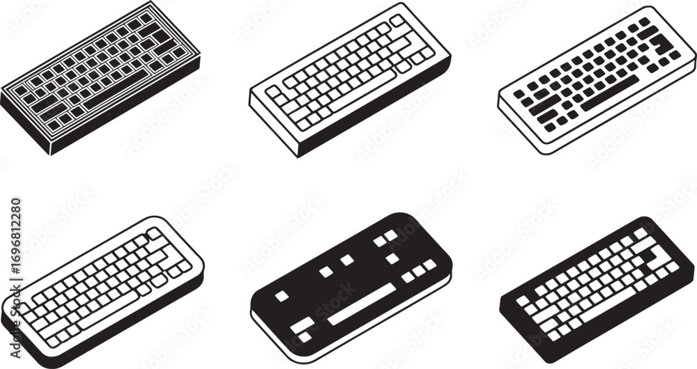 Aufkleber isometric keyboard vector collection with modern designs for computer and technology use