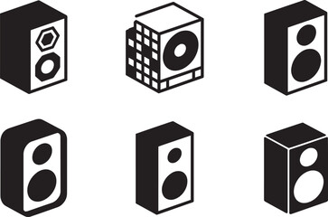 Isometric Speaker Set Vector Illustration Audio Equipment Sound System Stereo Loudspeaker Design