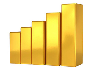  Shiny Gold 3D Bar Graph Icon PNG Cutout