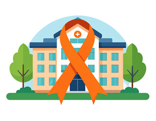 Hospital with orange ribbon