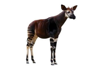 Okapi Profile View of an Okapi Against White Background isolated on transparent background