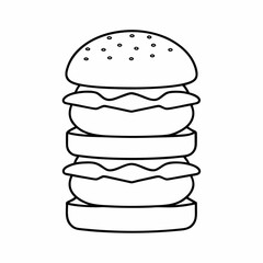 Burger Stack Line Drawing Vector