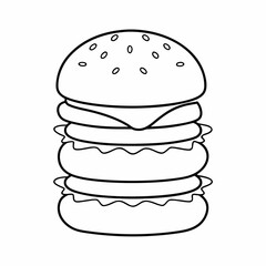 Burger Stack Line Drawing Vector