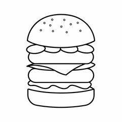 Burger Stack Line Drawing Vector