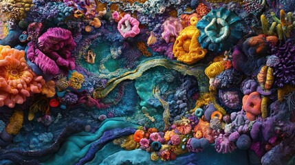 Fototapeta premium Vibrant underwater ecosystem: a captivating tapestry of coral formations