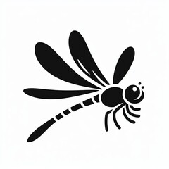 Obraz premium Silhouette of a dragonfly in flight with wings spread open detailed insect graphic