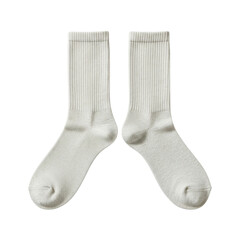 Pair of off-white ribbed cotton crew socks