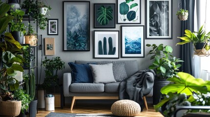 Interior plant decor couch