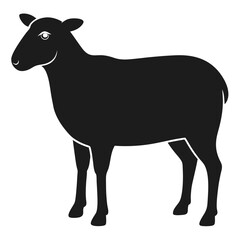 Black Silhouette of a Sheep Standing on a White Background animal livestock