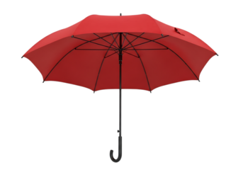 Bright Red Umbrella Isolated on Black Background Protection from Rain