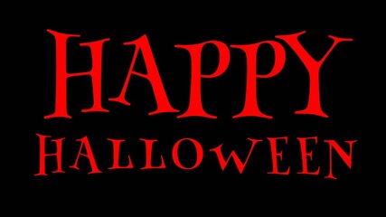 Animated spooky text "Happy Halloween" in red decorative letters on a black background, great for holiday greetings, party invitations, and festive designs. - Powered by Adobe