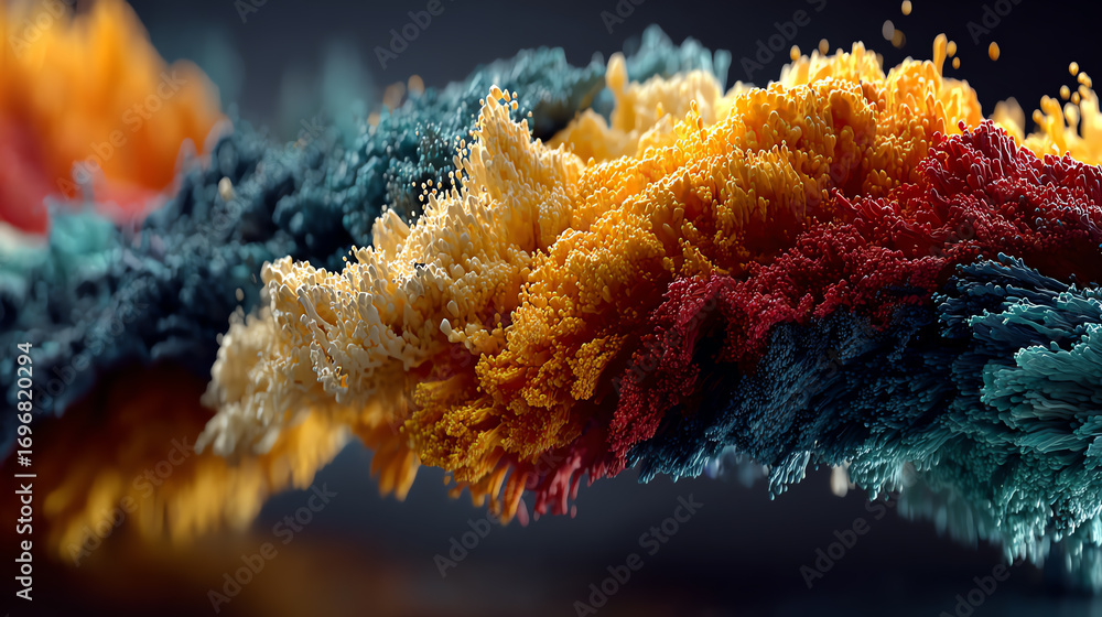 Poster a vibrant abstract representation showcasing textured waves of color gradients, perfect for creative