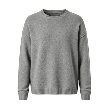 Grey knit oversized crewneck sweater mockup