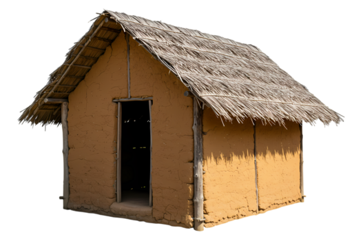 Thatched Roof Hut Rural Shelter Architecture Photography isolated on transparent background