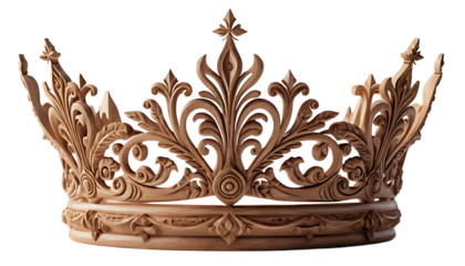 wooden crown on transparent background