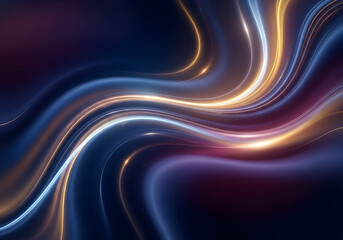 Abstract flowing light trails in shades of blue, gold, and purple, creating a dynamic and artistic visual.